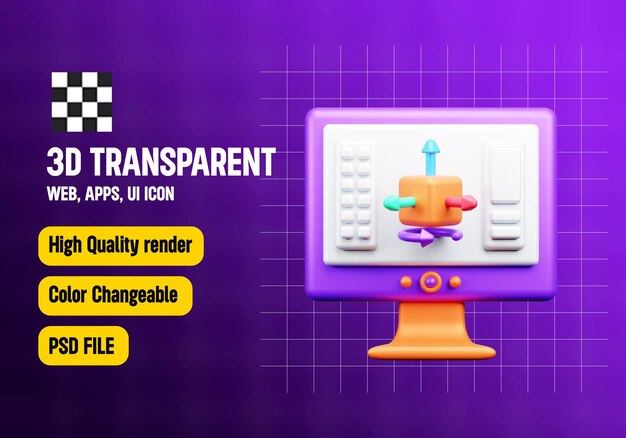 PSD 3d designing 3d icon or metaverse gaming 3d icon