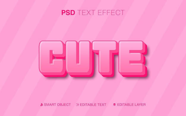 PSD 3d editable text pink cute text effect