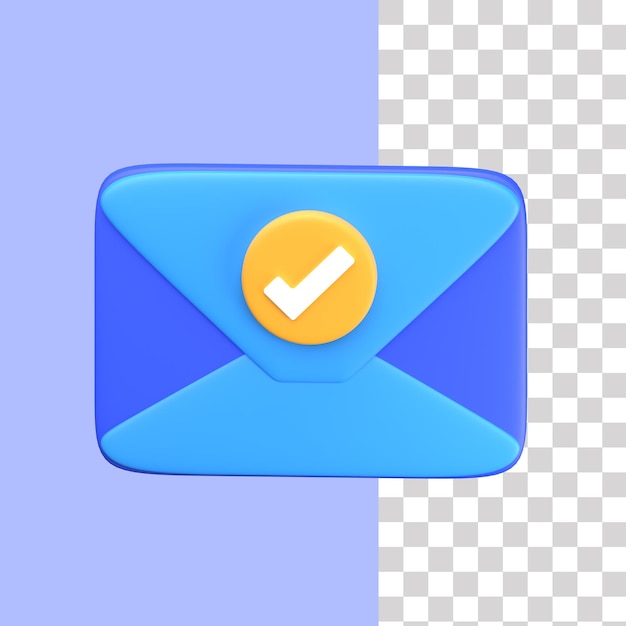 PSD 3d email confirmation icon with checkmark