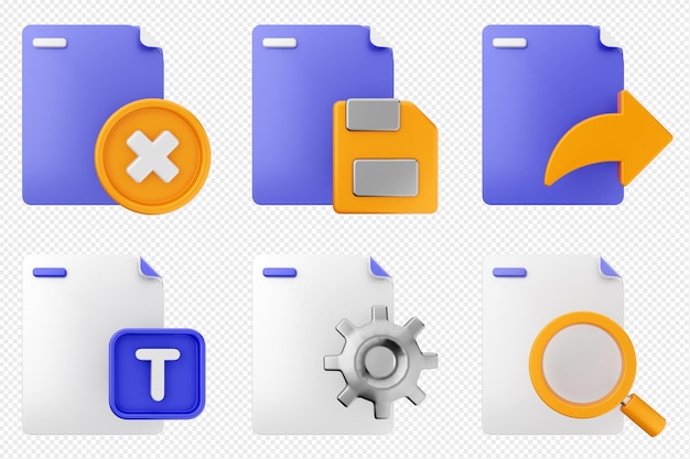 PSD 3d file document icon set bundle