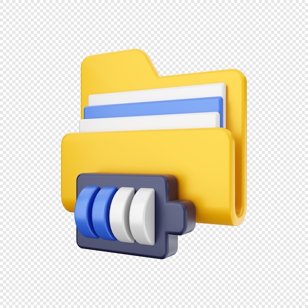 PSD 3d folder file battery usage report illustration
