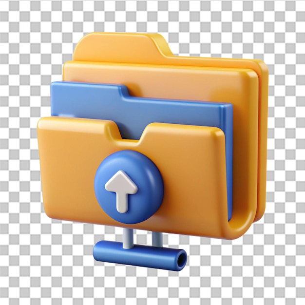 PSD 3d folder symbol on computer illustration concept of data sharing service information transfer file exchange network download and upload add attach create folder make new plus icon