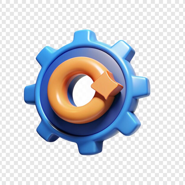 PSD 3d gear with circular arrow process workflow continuous improvement