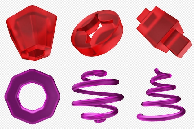 PSD 3d geometric abstract icon set bundle