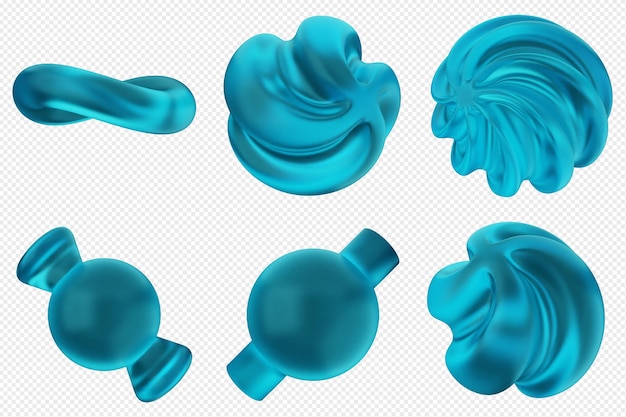 PSD 3d geometric abstract icon set bundle