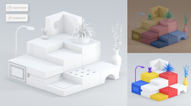 PSD 3d geometric podium