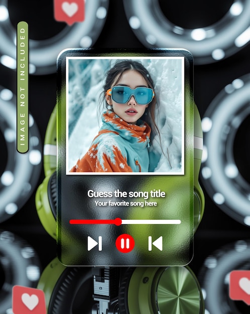 PSD 3d glass interface music player template