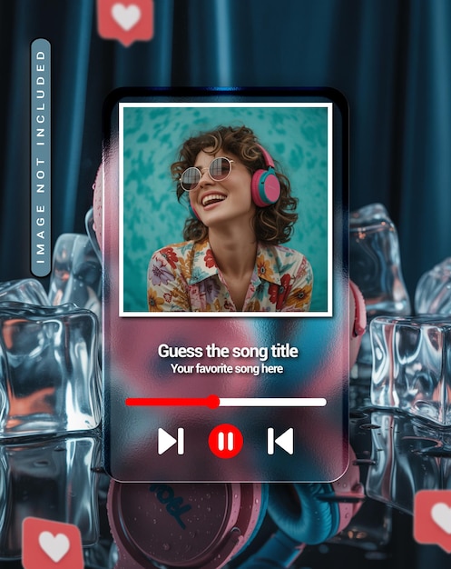 PSD 3d glass interface music player template