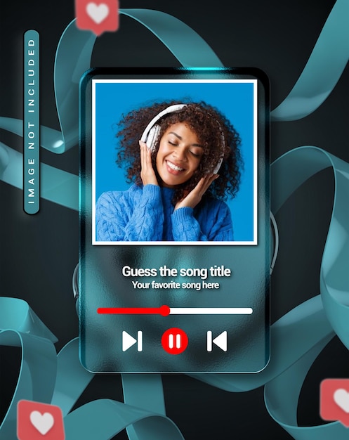 PSD 3d glass interface music player template