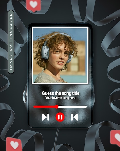 PSD 3d glass interface music player template