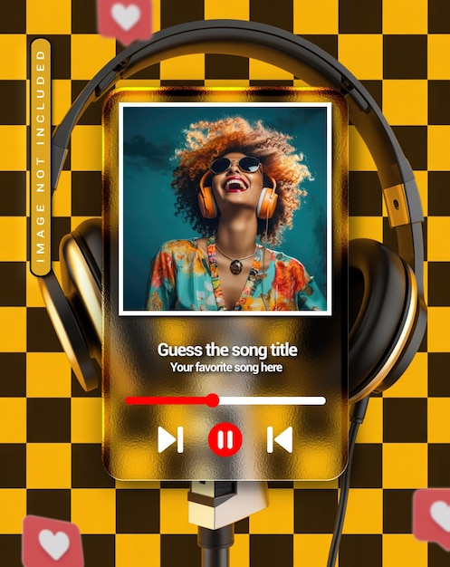 PSD 3d glass interface music player template