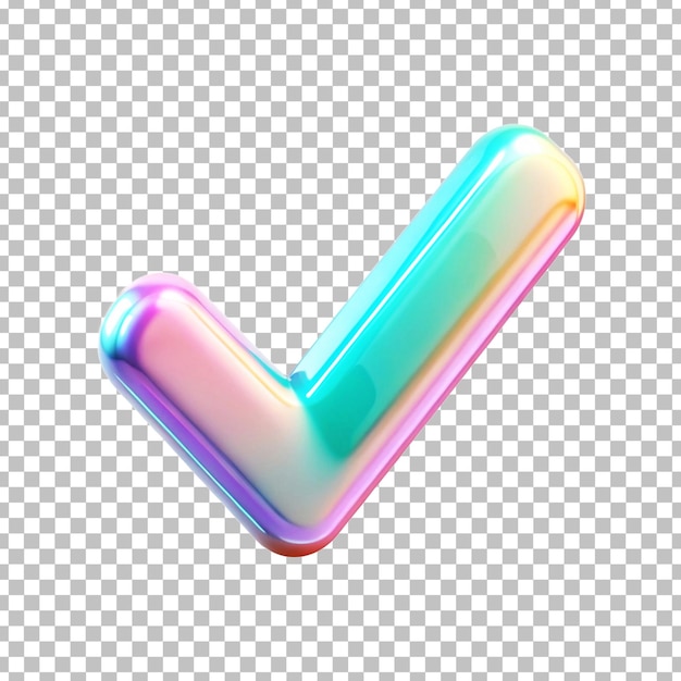 PSD 3d glossy gradient check marked icon with transparent background