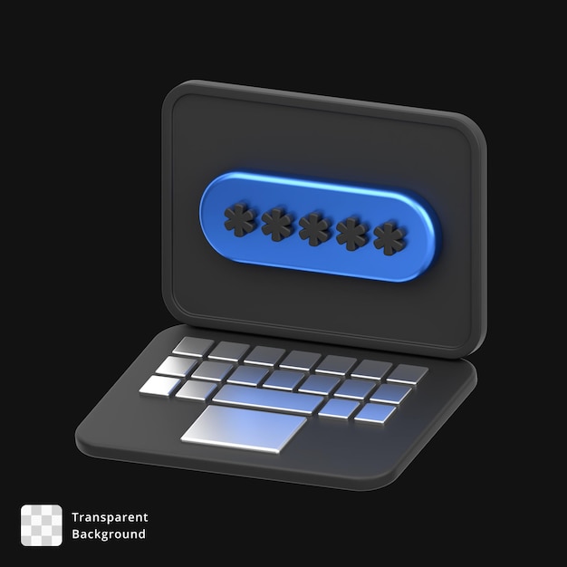 PSD 3d hacker character working on laptop