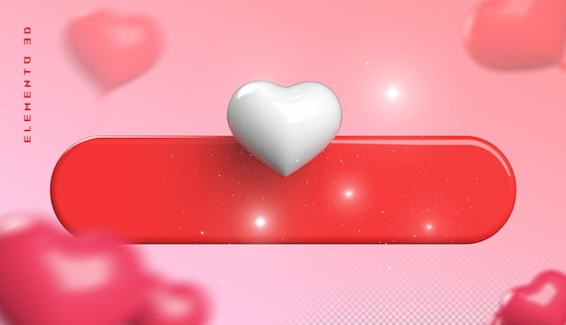 PSD 3d heart label empty valentines day