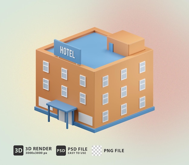 PSD 3d hotel building
