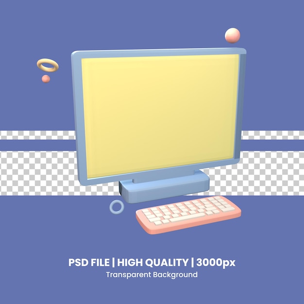 PSD 3d icon back to school computer rendered isolated on the transparent background