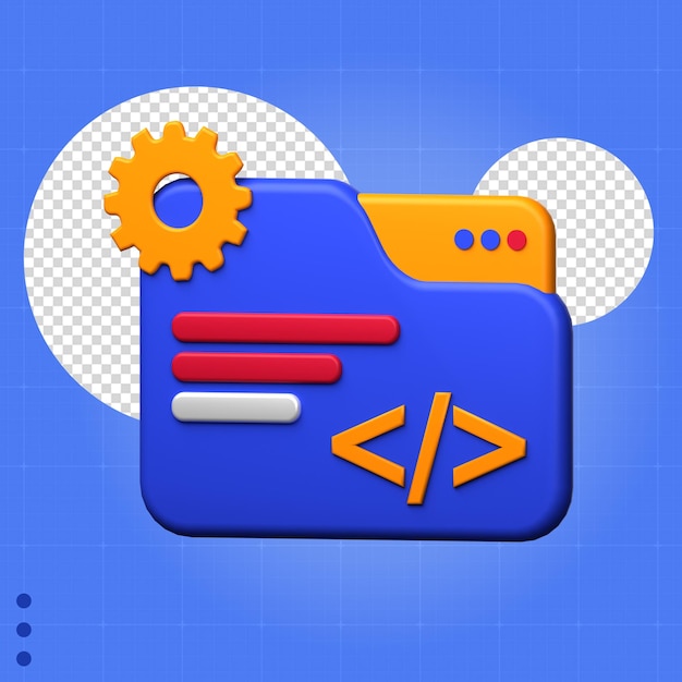 PSD 3d icon coding html programmer object