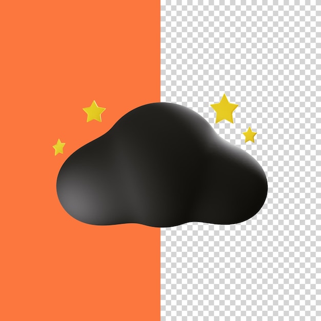 PSD 3d icon night cloud and stars
