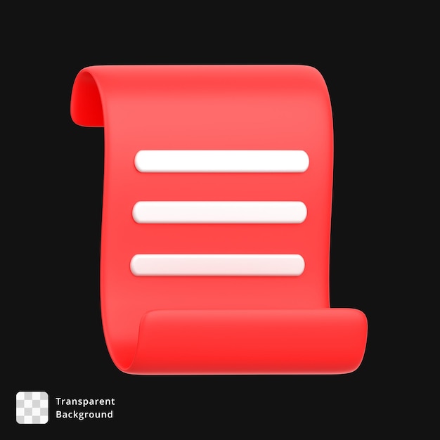 PSD 3d icon of a note or receipt