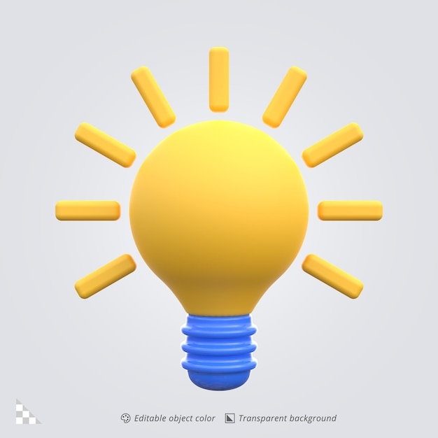 3d icon rendering of a light bulb the spark of innovation