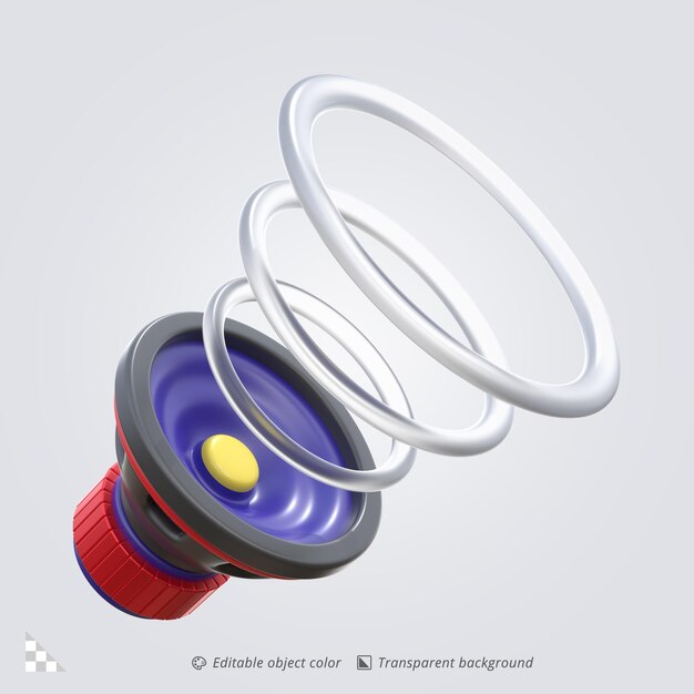 3d icon rendering of speaker blast with sound waves