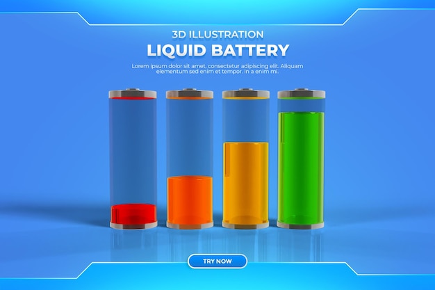 PSD 3d illustration battery charge indicators