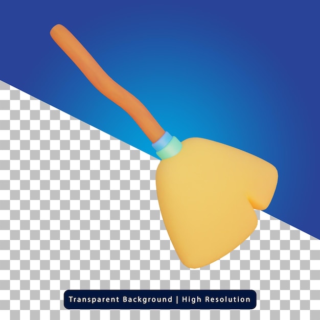 PSD 3d illustration of broom