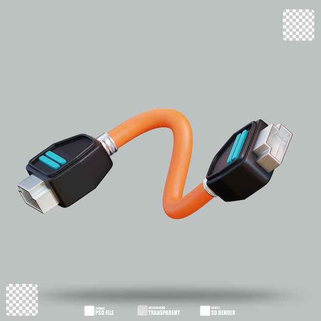 PSD 3d illustration cable hdmi 2