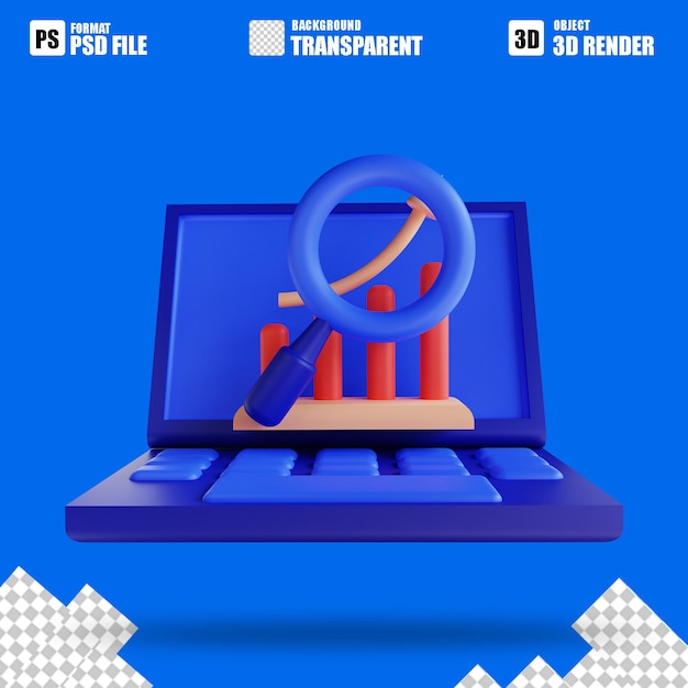 PSD 3d illustration case study 3 for digital marketing