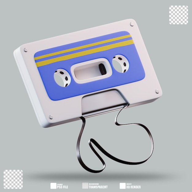 PSD 3d illustration cassette 2