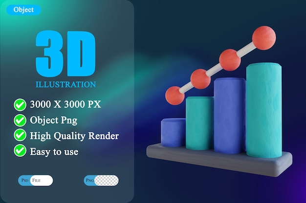 PSD 3d illustration chart candles 3