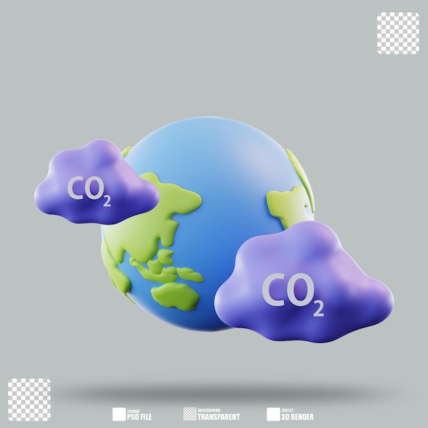 PSD 3d illustration co2 and globe
