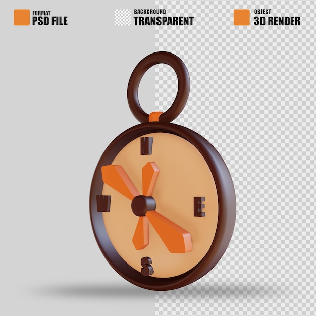 PSD 3d illustration compass suitable for camping 3