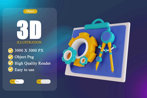 PSD 3d illustration creative tools 3