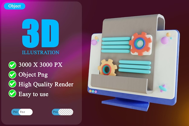 PSD 3d illustration data management 2