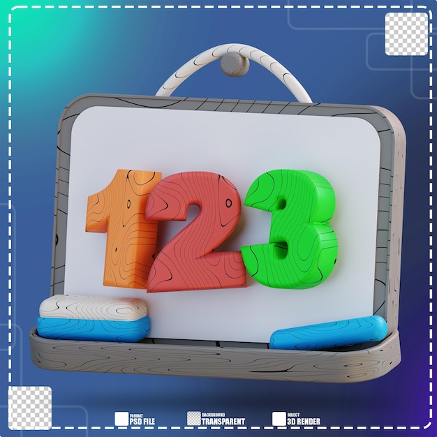 PSD 3d illustration eraser and chalkboard 2