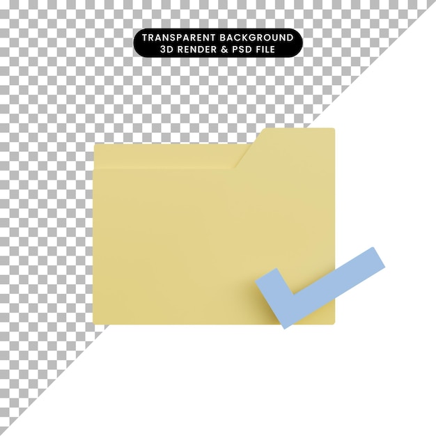 PSD 3d illustration folder icon with checklist