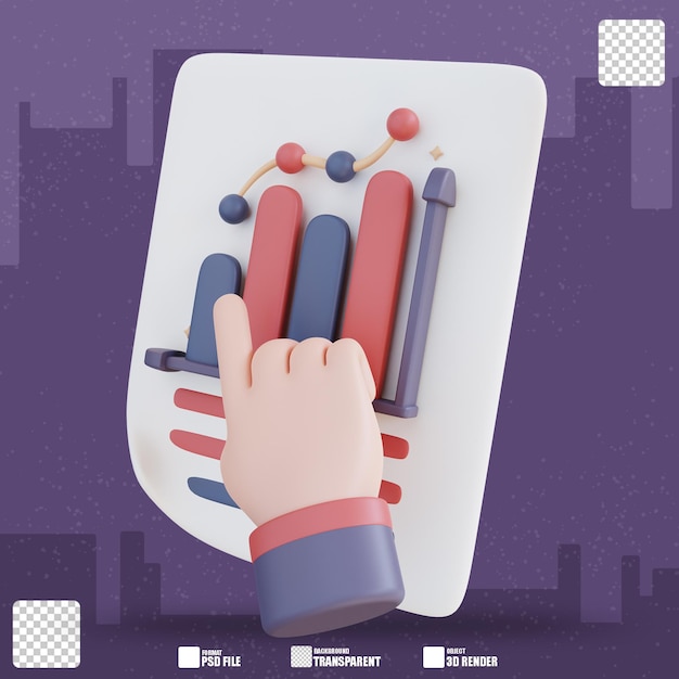 PSD 3d illustration hand showing document graphic 2