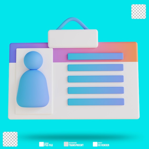 PSD 3d illustration id card 2