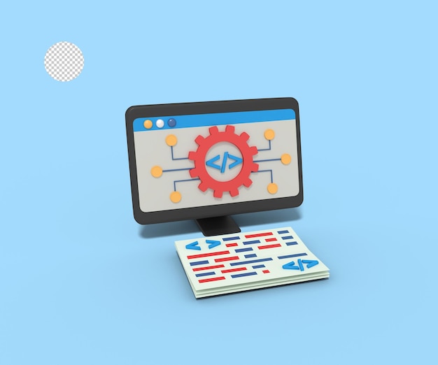 PSD 3d illustration of network coding programmer