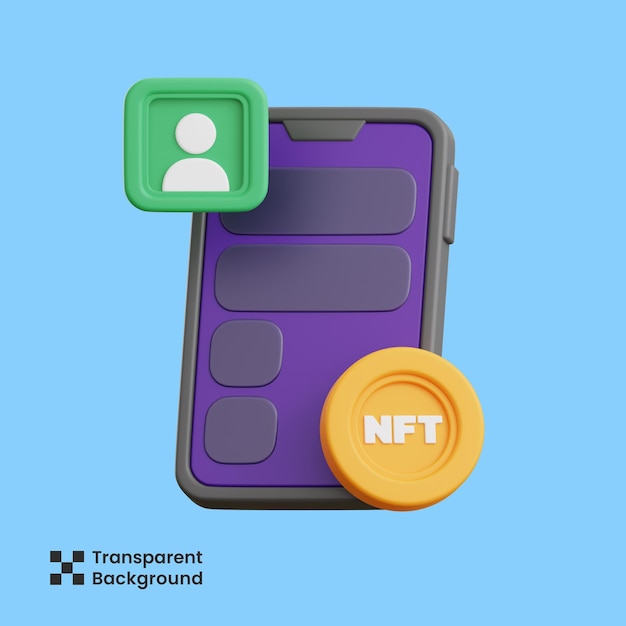 PSD 3d illustration of nft app