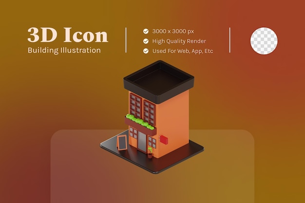 PSD 3d illustration object icon building