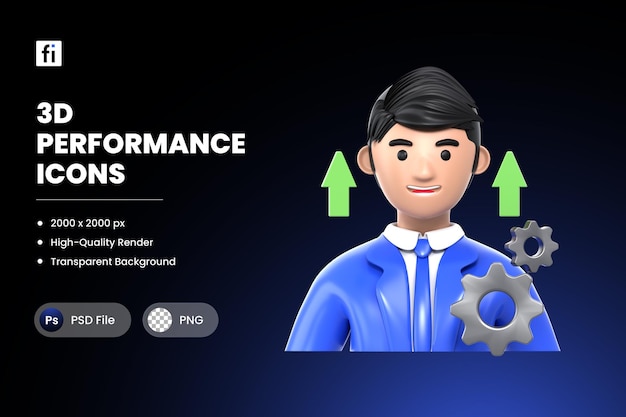 PSD 3d illustration performance productivity