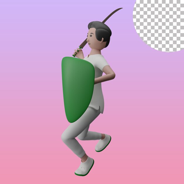 PSD 3d illustration protect white and green