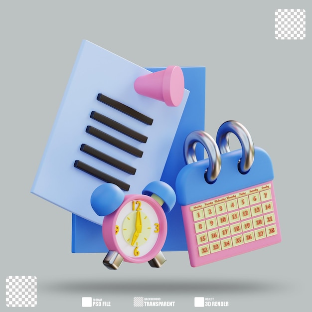 PSD 3d illustration schedule 3