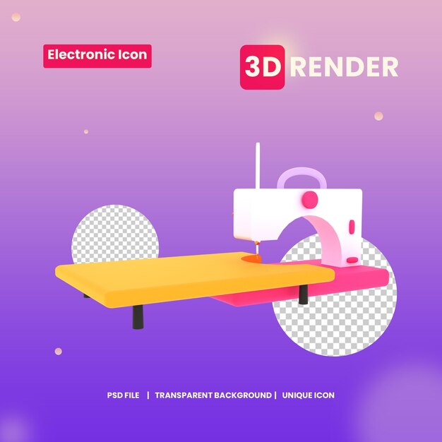 PSD 3d illustration sewing machine object premium psd