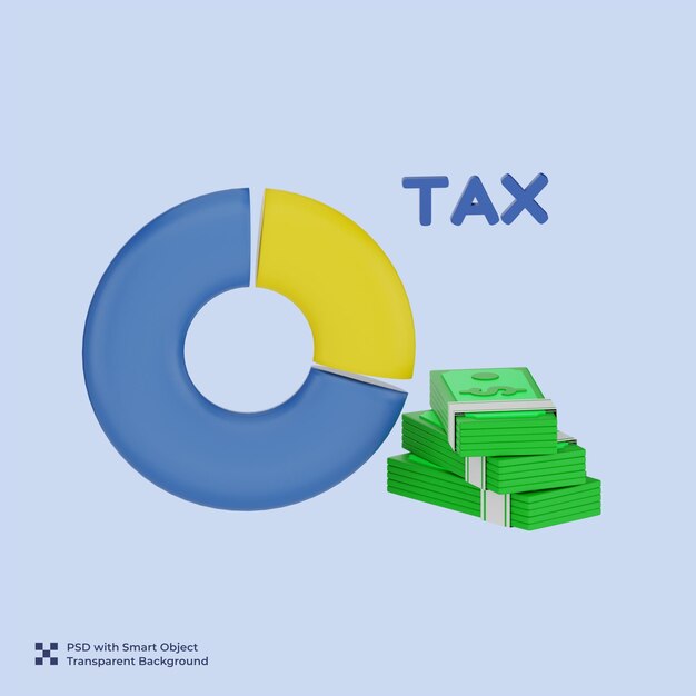 PSD 3d illustration of tax chart