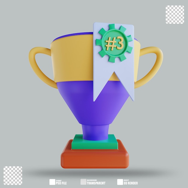 PSD 3d illustration trophy three