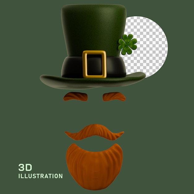 PSD 3d the irish topper hat red mustache and beard