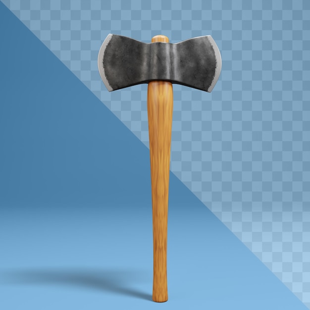 PSD 3d isolated axe with transparent psd file